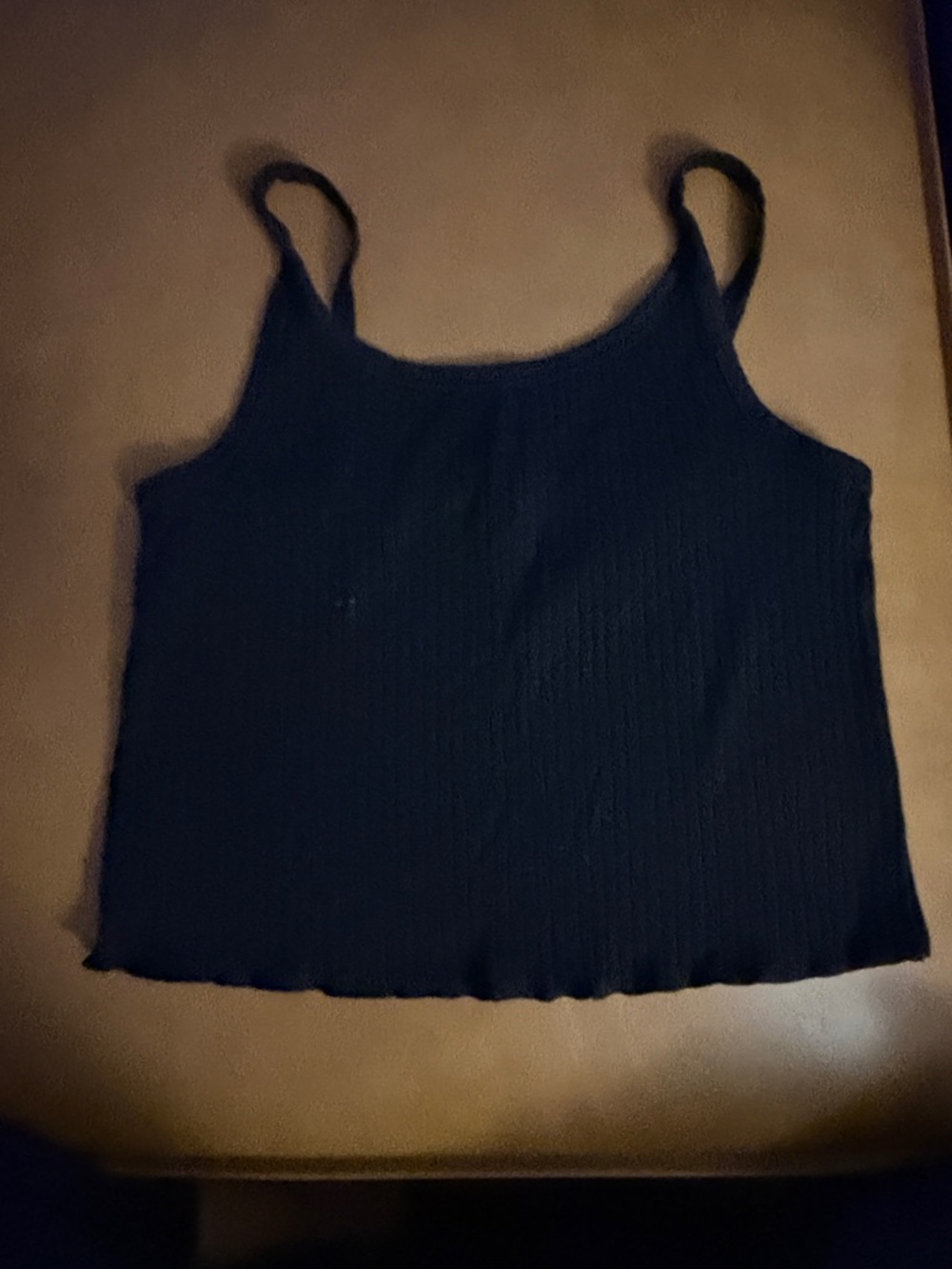 OLD NAVY Women's Black Ribbed Tank Top with High Neck and Lettuce Trim